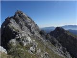 pogled nazaj na (levo greben spusta) Mali Draški vrh in Viševnik